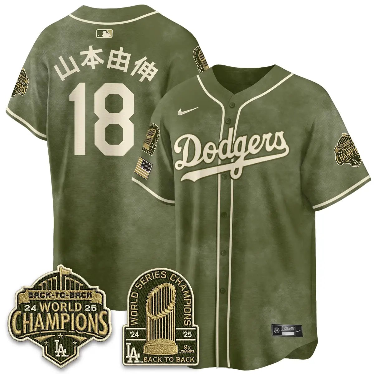LAD New Era Olive 2026 Armed Forces Day Jersey -All Stitched by Los Angeles Dodgers