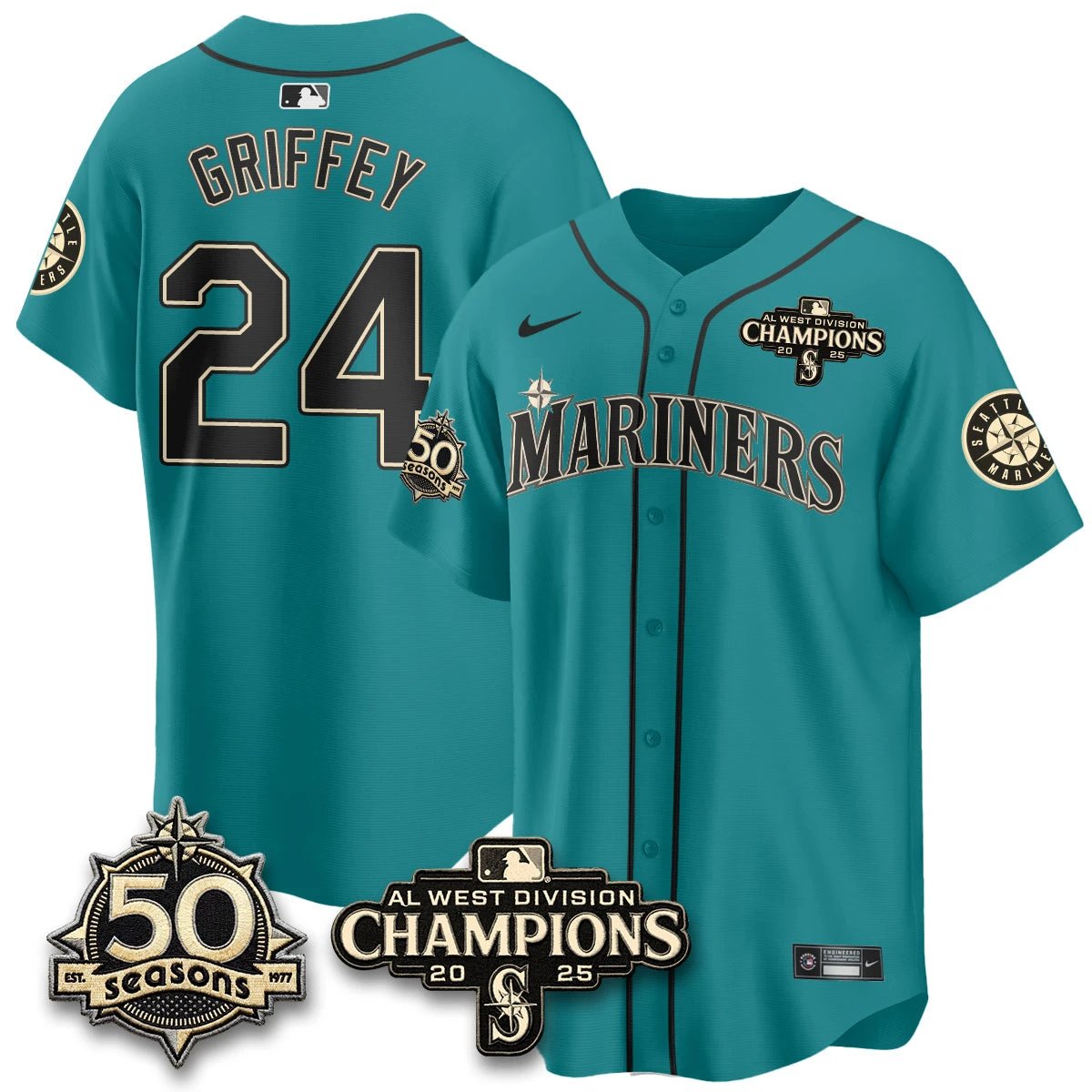 Seattle Mariners Vapor Premier Limited Jersey - 50th Anniversary & AL West Division Champions - Steelheads Community Funds - All Stitched by Seattle Mariners