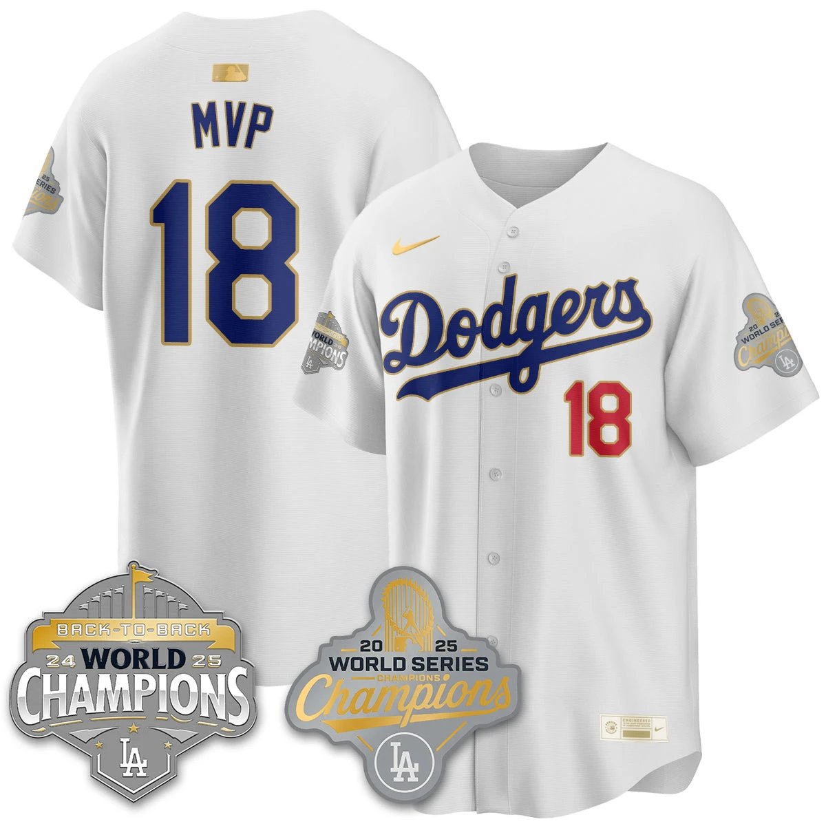 LAD Gold Collection Stadium Vapor Limited Jersey - B2B Champs - All Stitched by Dodgers