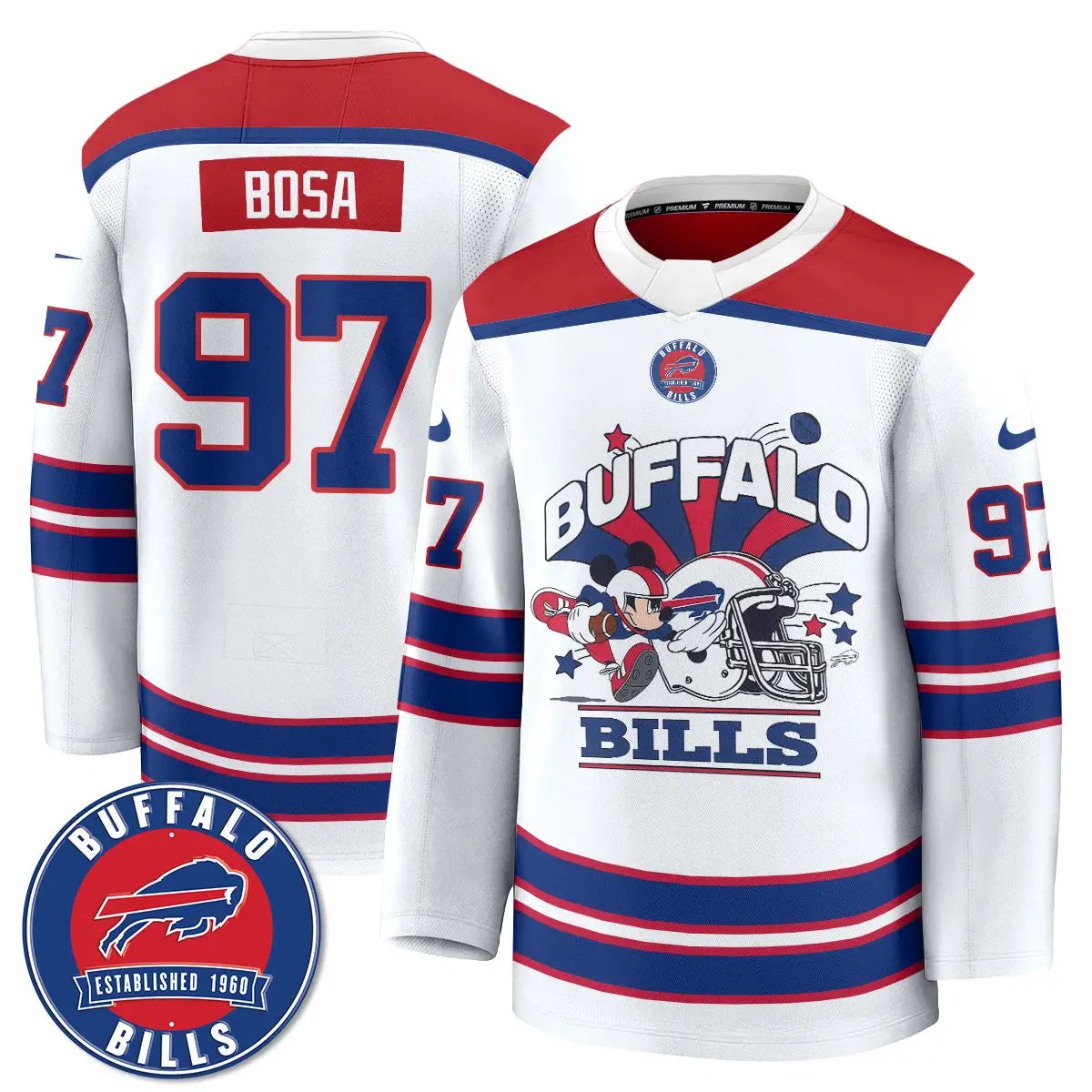 BUF x Cartoon Mouse Edition Hockey Jersey - Printed by Buffalo Bills