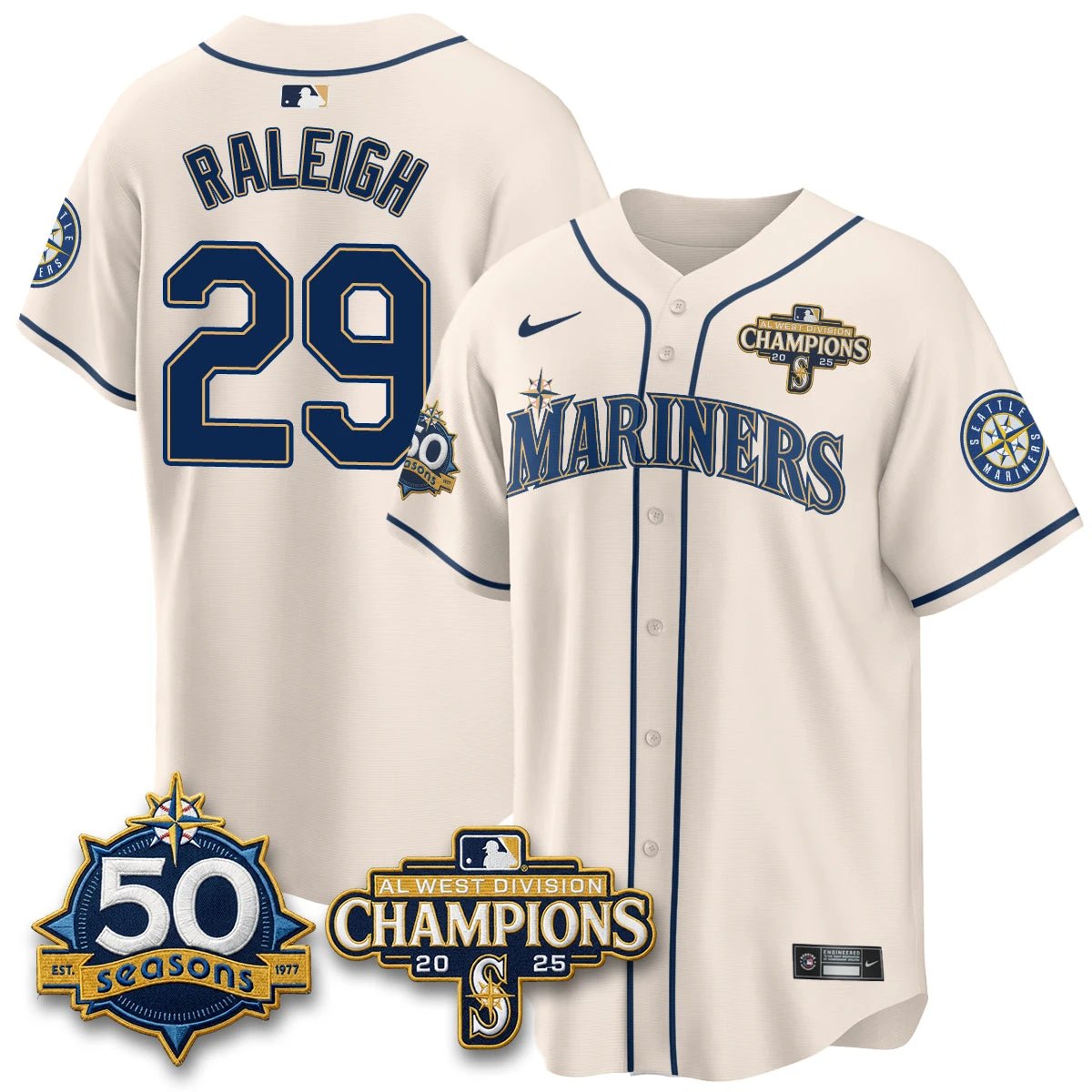 Seattle Mariners Vapor Premier Limited Jersey - 50th Anniversary & AL West Division Champions - Steelheads Community Funds - All Stitched by Seattle Mariners