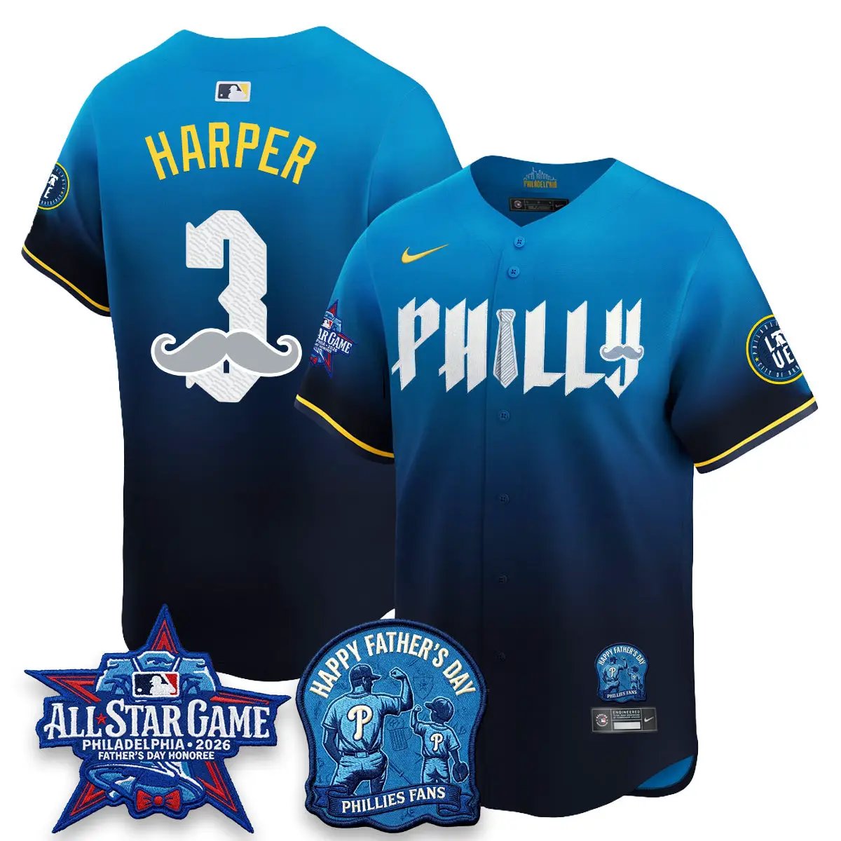 PHI Happy Father's Day Vapor Jersey - Stitched by Philadelphia Phillies