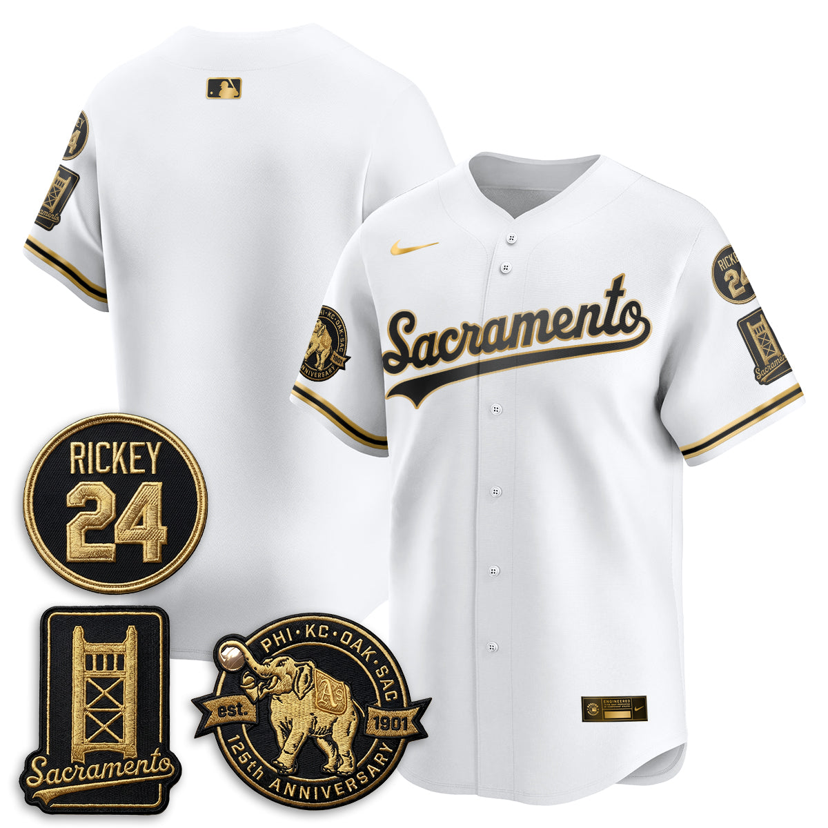 OAK 2026 Alternate Sacramento 125 Years Limited Vapor Gold Edition Jersey - All Stitched by Oakland Athletics