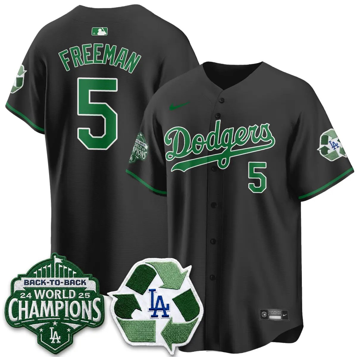 LAD Happy Earth Day Vapor Jersey -All Stitched by Los Angeles Dodgers