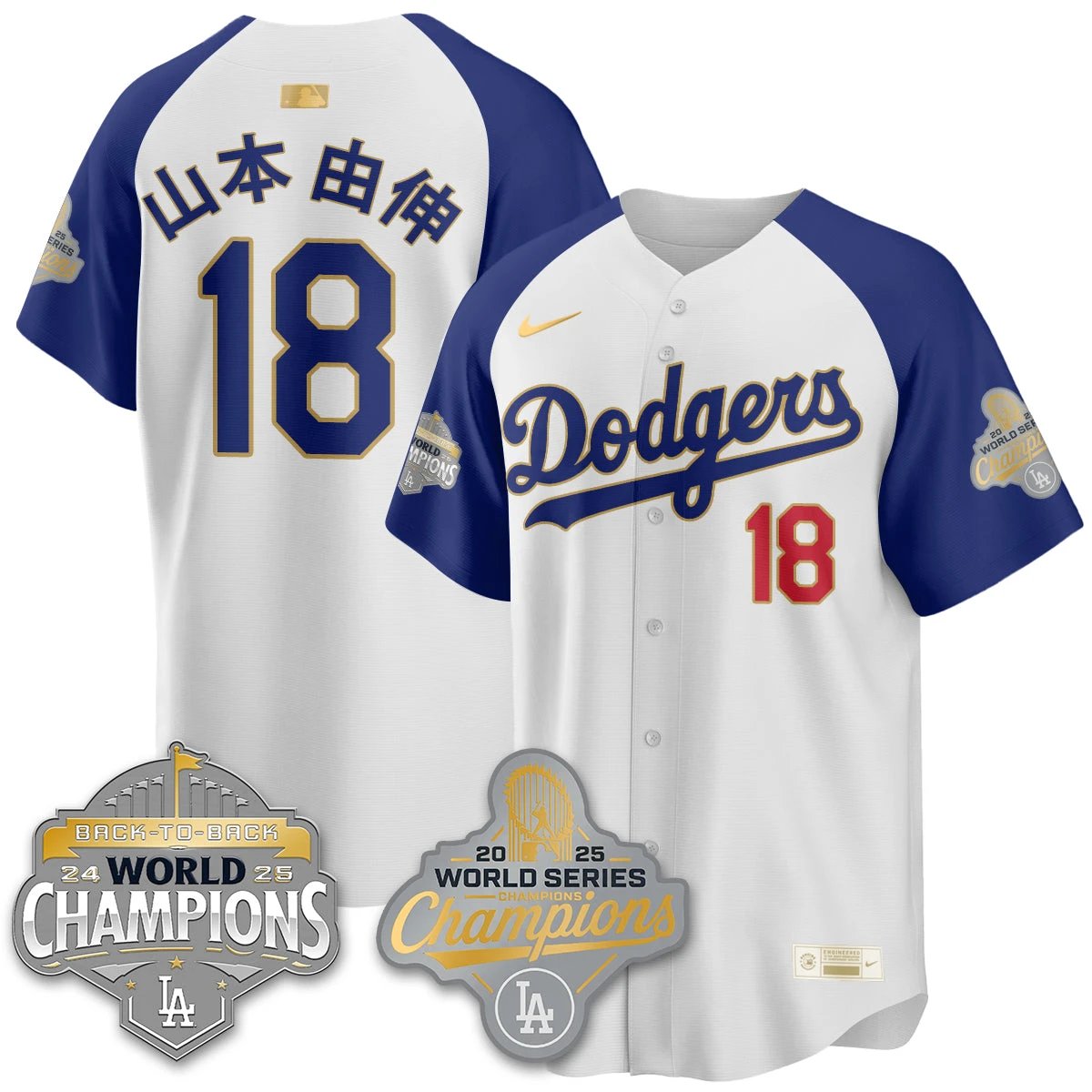 LAD Gold Collection Stadium Vapor Limited Jersey - B2B Champs - All Stitched by Dodgers