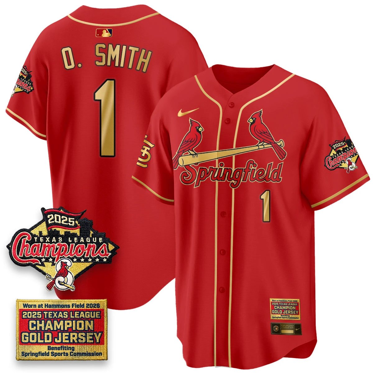 St. Louis Cardinals Springfield's Championship Gold Limited Jerseys - All Stitched by St. Louis Cardinals