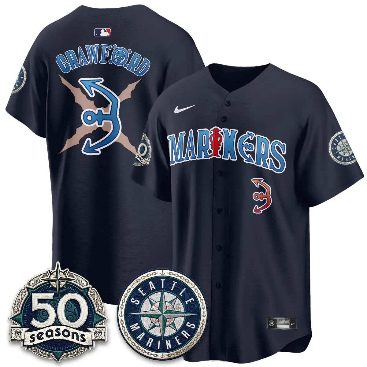 Seattle Mariners x Japanese Cartoon Vapor Limited Jersey - Stitched by Seattle Mariners