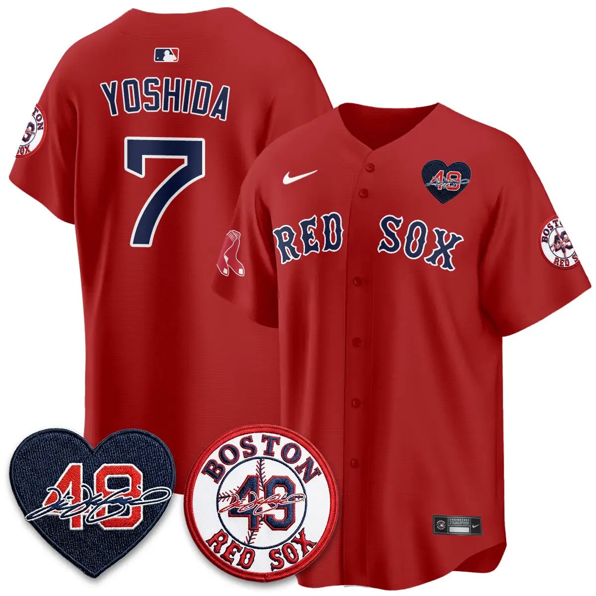 BOS Tim Wakefield Memorial Patch Vaper Premier Limited Gold Jersey - All Stitched by Boston Red Sox