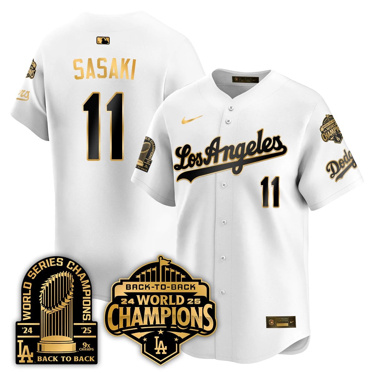 LAD Gold Collection Vapor Limited Jersey - 9x & B2B Champs - All Stitched by Los Angeles Dodgers