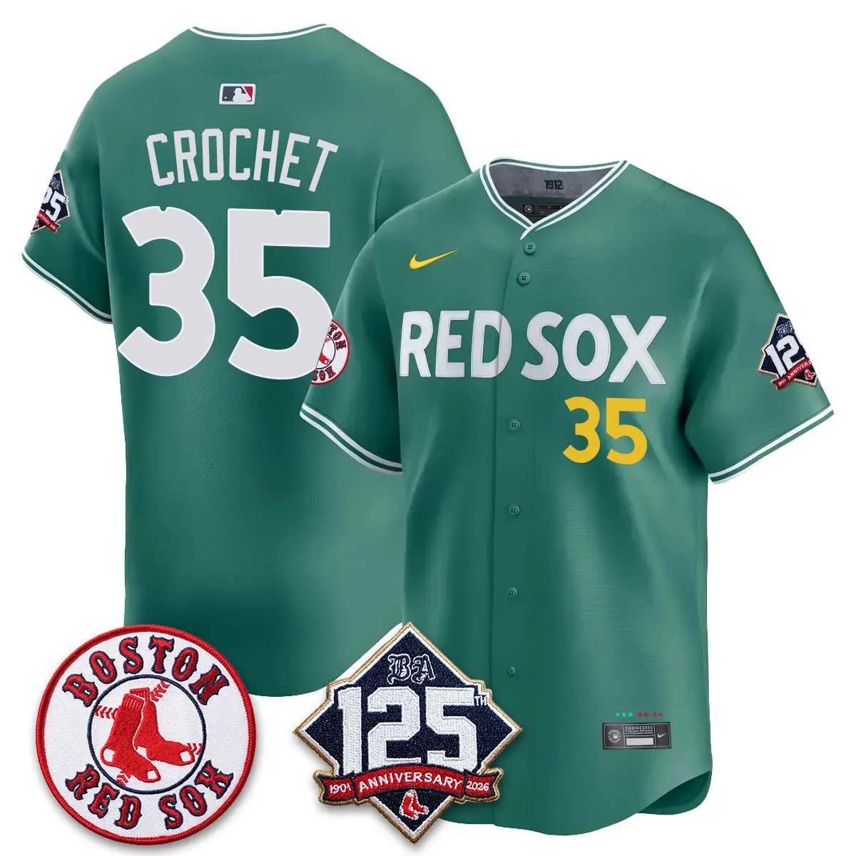 Boston Red Sox 125th Anniversary Patch Vapor Jersey - Stitched by Boston Red Sox