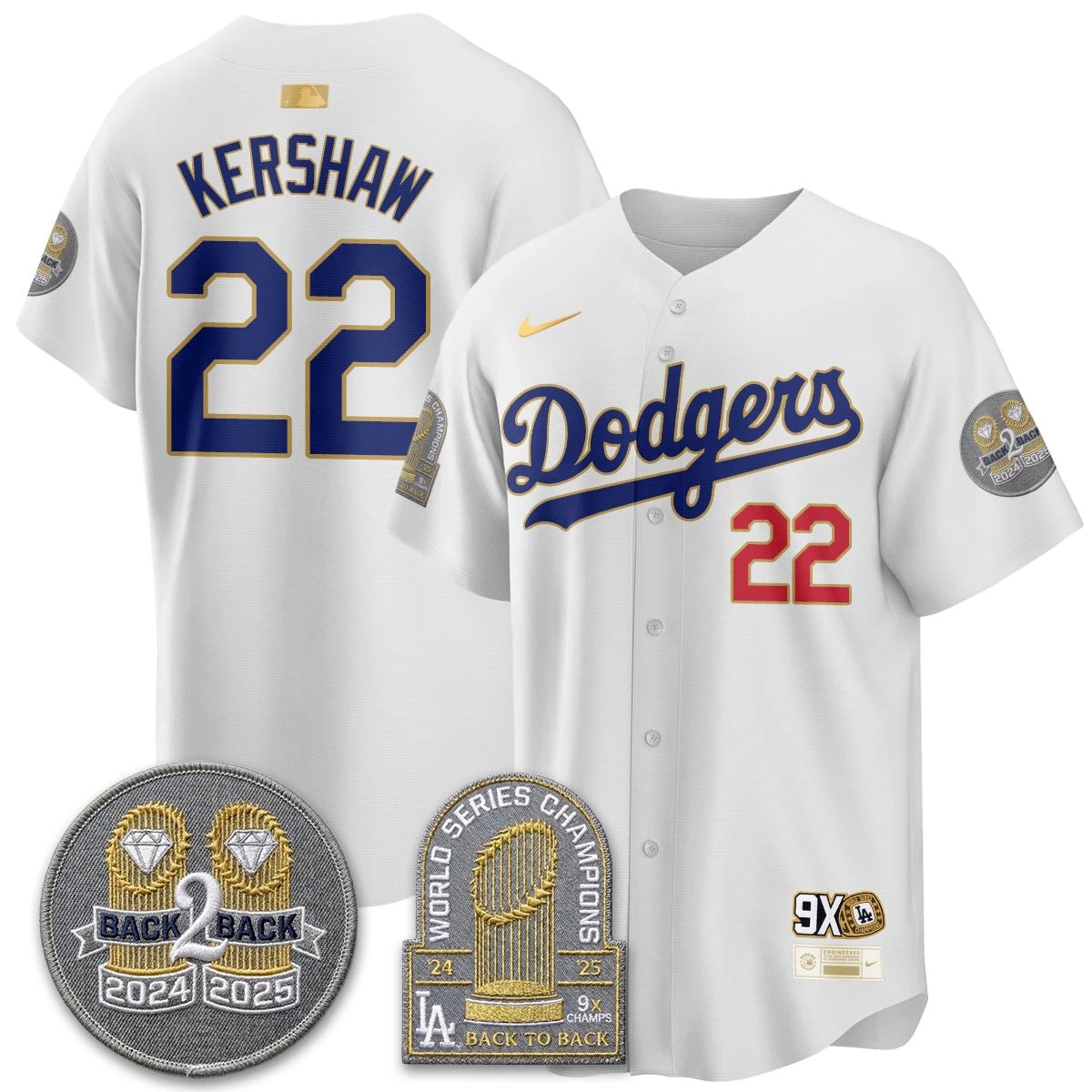 LAD Vapor Limited Jersey - Back to Back Champion - All Stitched by Los Angeles Dodgers
