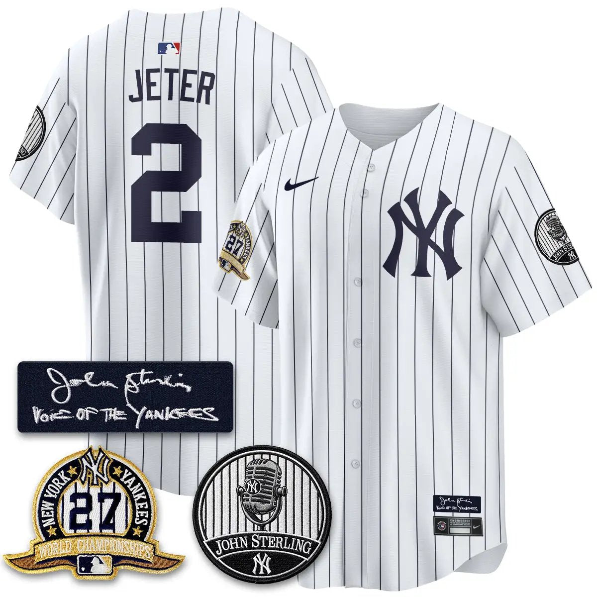 NYY John Sterling Tribute Patch Vapor Premier Limited Jersey - Stitched by New York Yankees