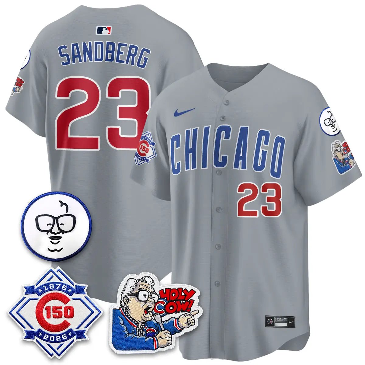 Chicago Cubs 150th Anniversary Harry Caray Holy Cow Vapor Premier Limited Jersey - All Stitched V2 by Chicago Cubs