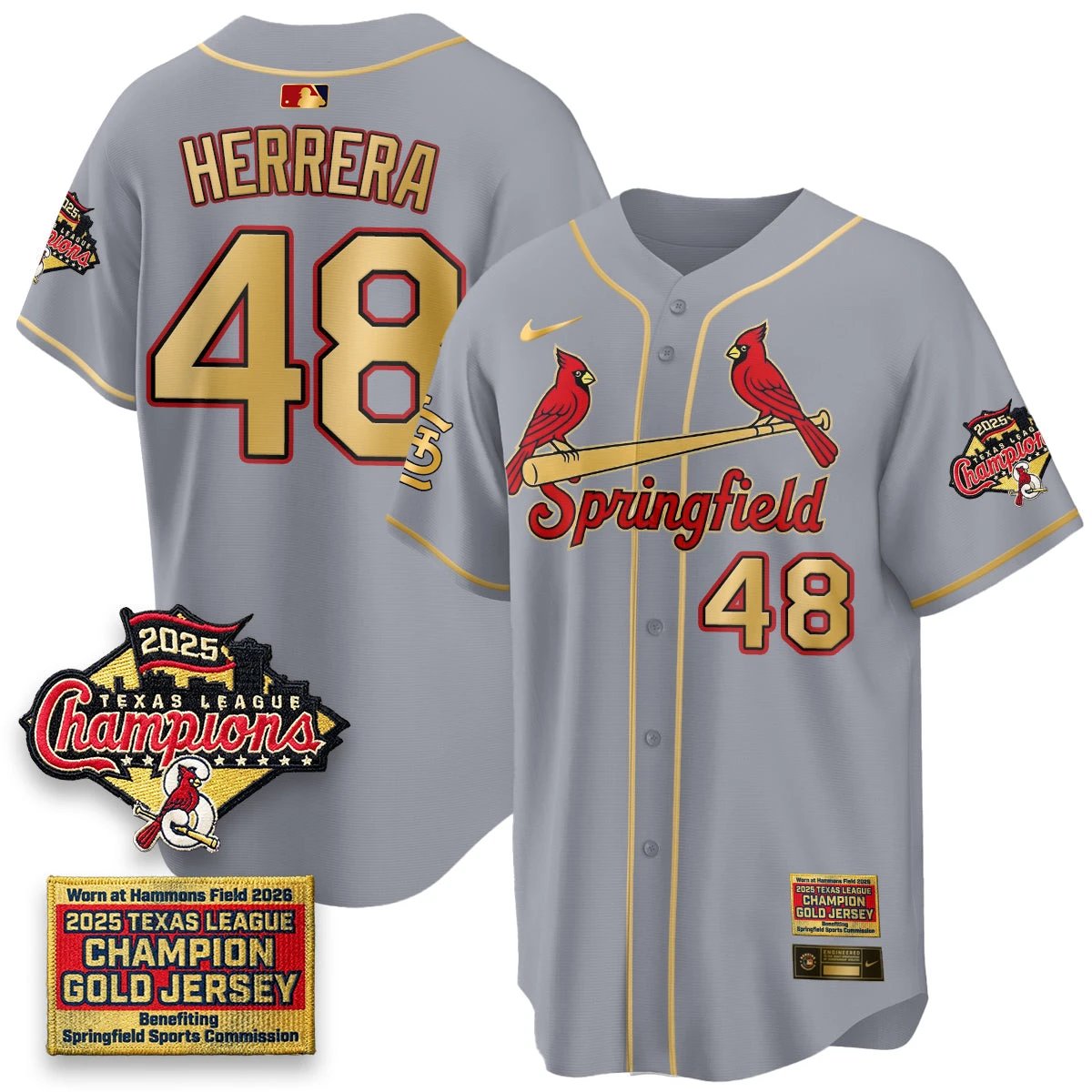 St. Louis Cardinals Springfield's Championship Gold Limited Jerseys - All Stitched by St. Louis Cardinals