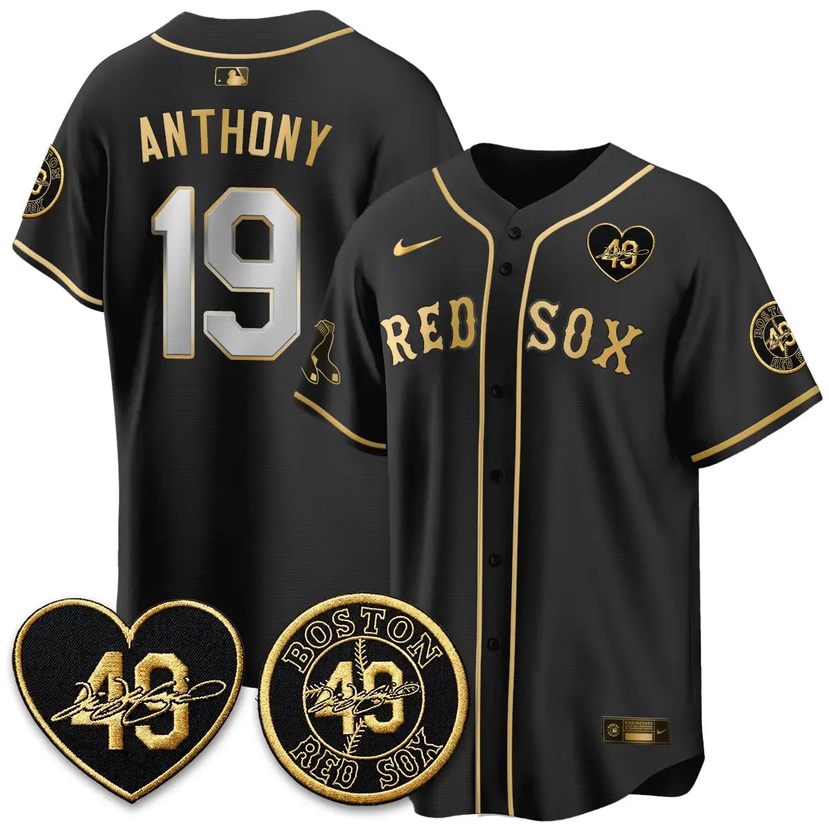 BOS Tim Wakefield Memorial Patch Vaper Premier Limited Red Jersey - All Stitched by Boston Red Sox