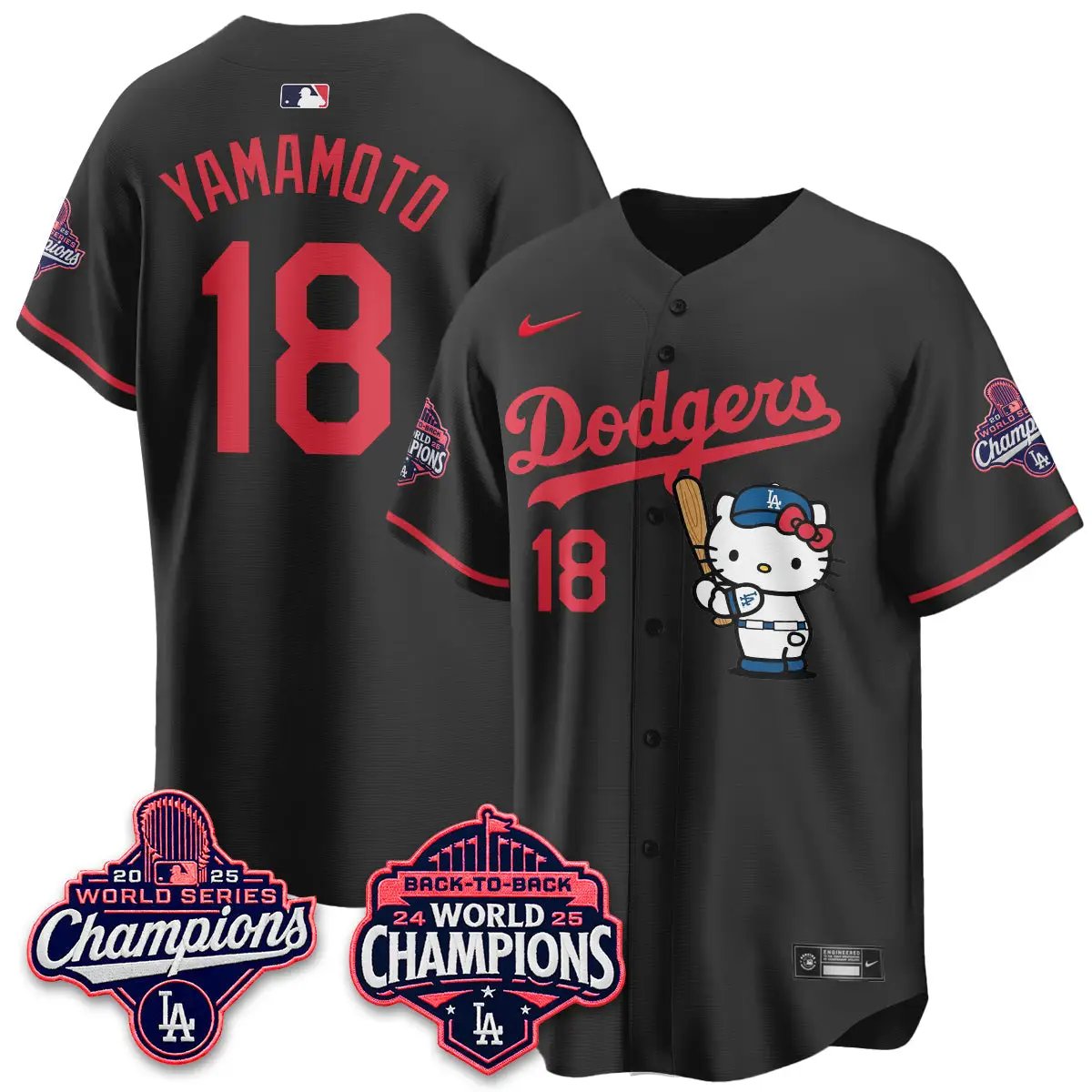 LAD x Hello Kitty Night 2026 Vapor White Jersey - All Stitched by Los Angeles Dodgers