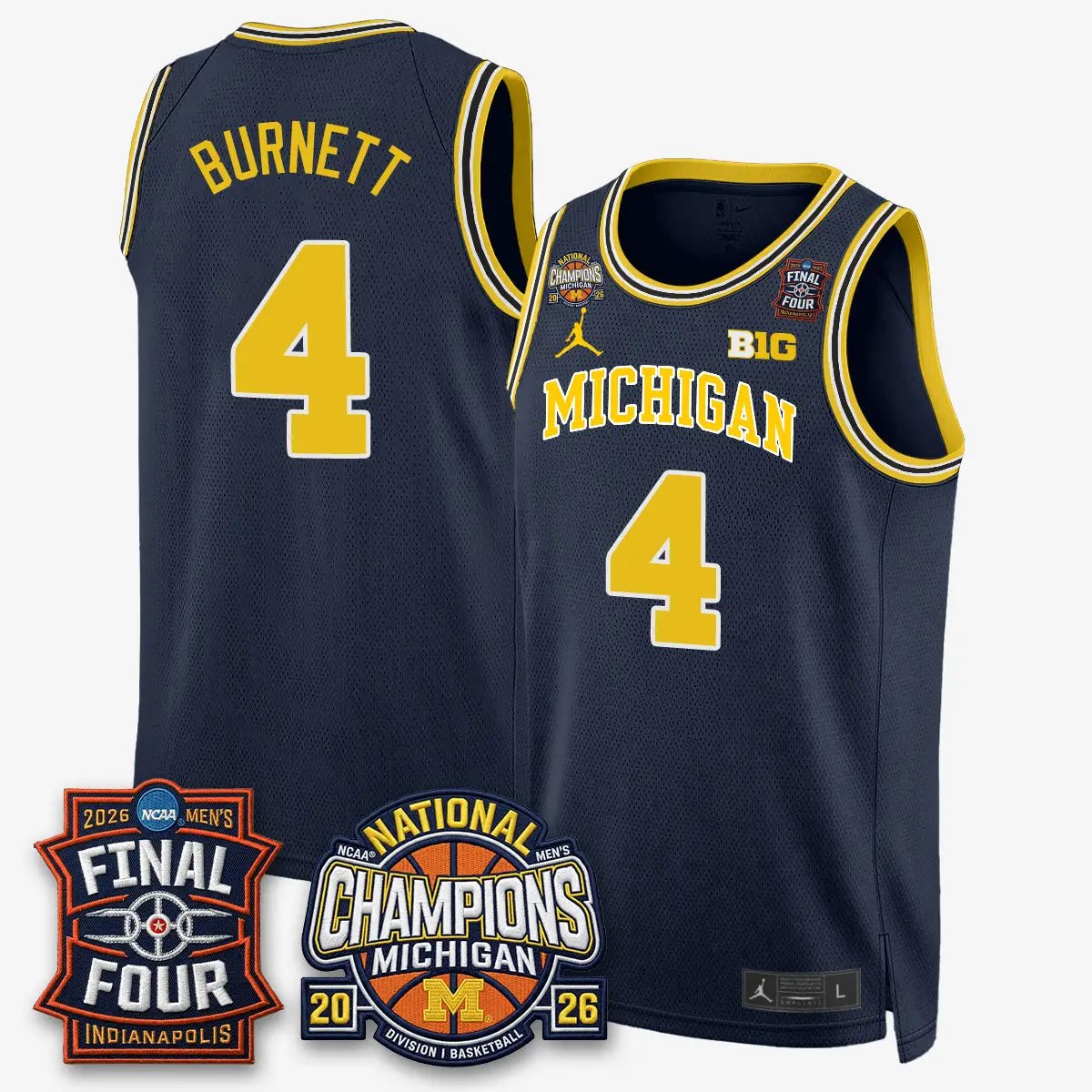 Michigan Wolverines Basketball National Champions Big Text Limited Vapor Jersey - All Stitched by Michigan Wolverines