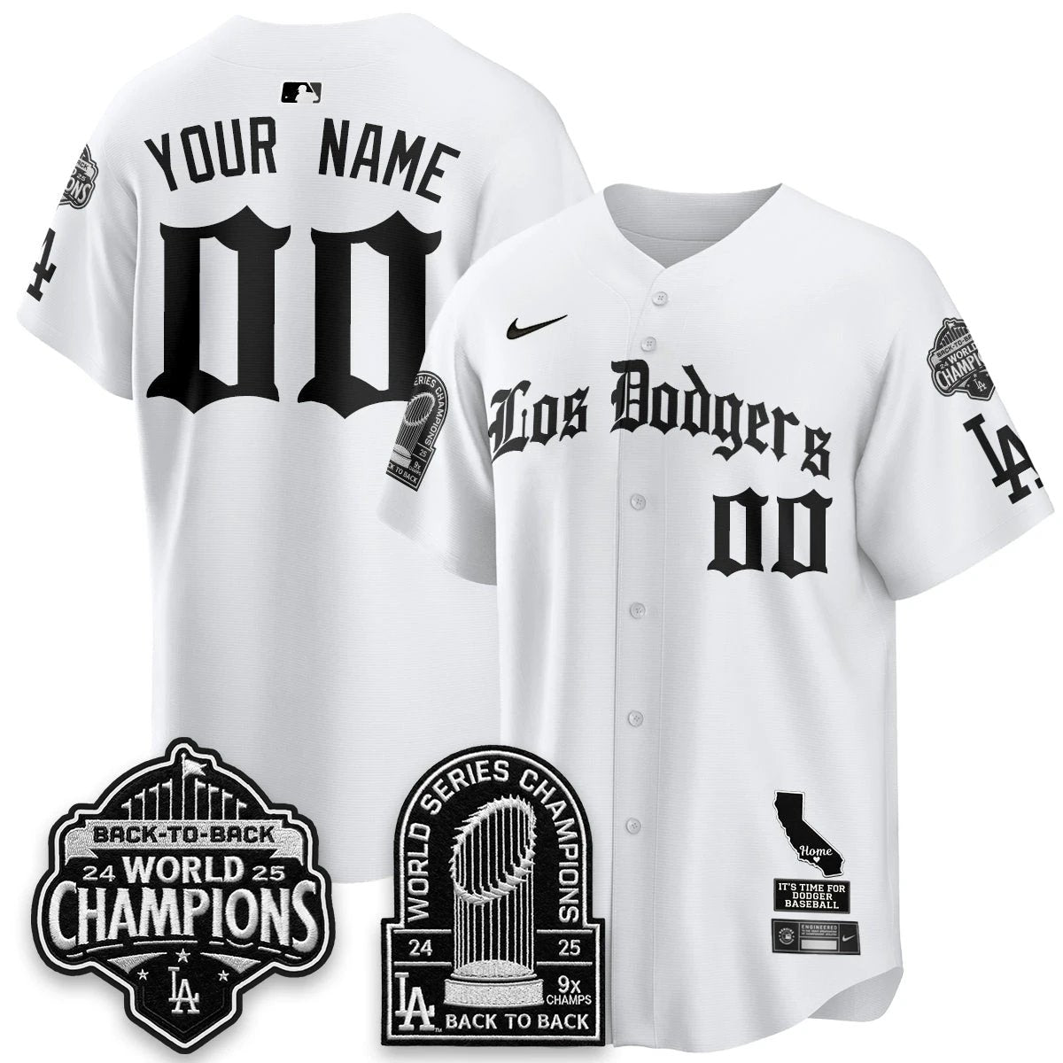 Los Angeles Dodgers World Series Champions Vapor Premier Limited Gothic Edition Custom Jersey - All Stitched by Los Angeles Dodgers