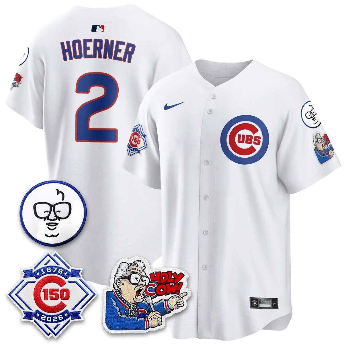 Chicago Cubs 150th Anniversary Harry Caray Holy Cow Vapor Premier Limited Jersey - All Stitched V2 by Chicago Cubs