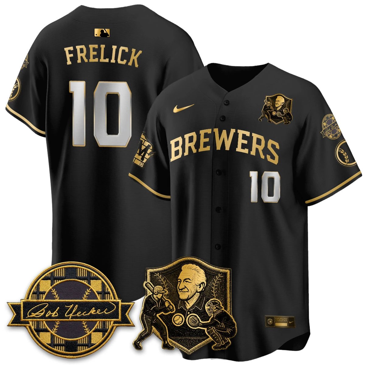 MIL Bob Uecker - 54 Seasons for Brewers' Vapor Limited Gold Jersey - All Stitched by Milwaukee Brewers