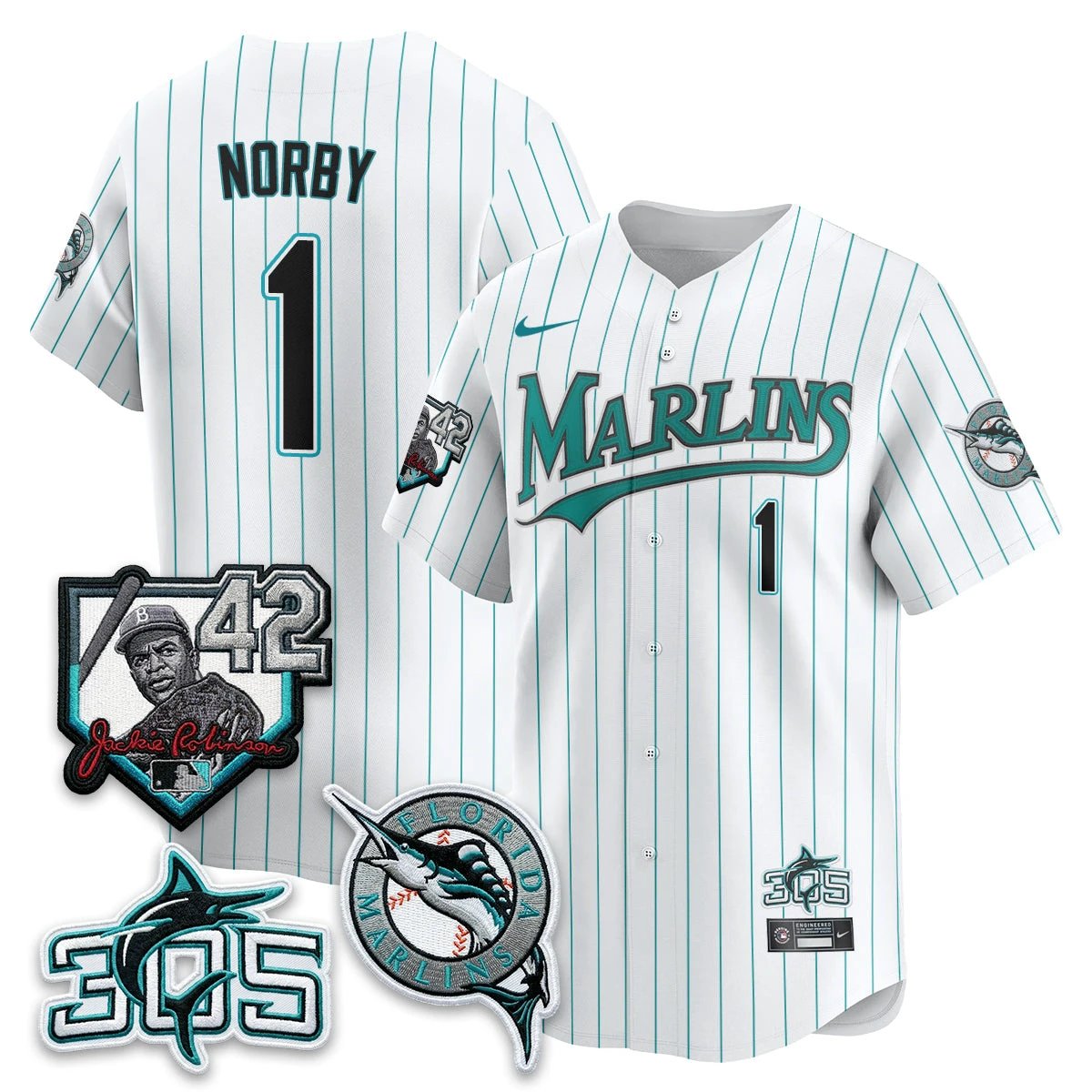 MIA 2026 Throwback Jackie Robinson New Era Vapor Limited Jersey - All Stitched by Miami Marlins