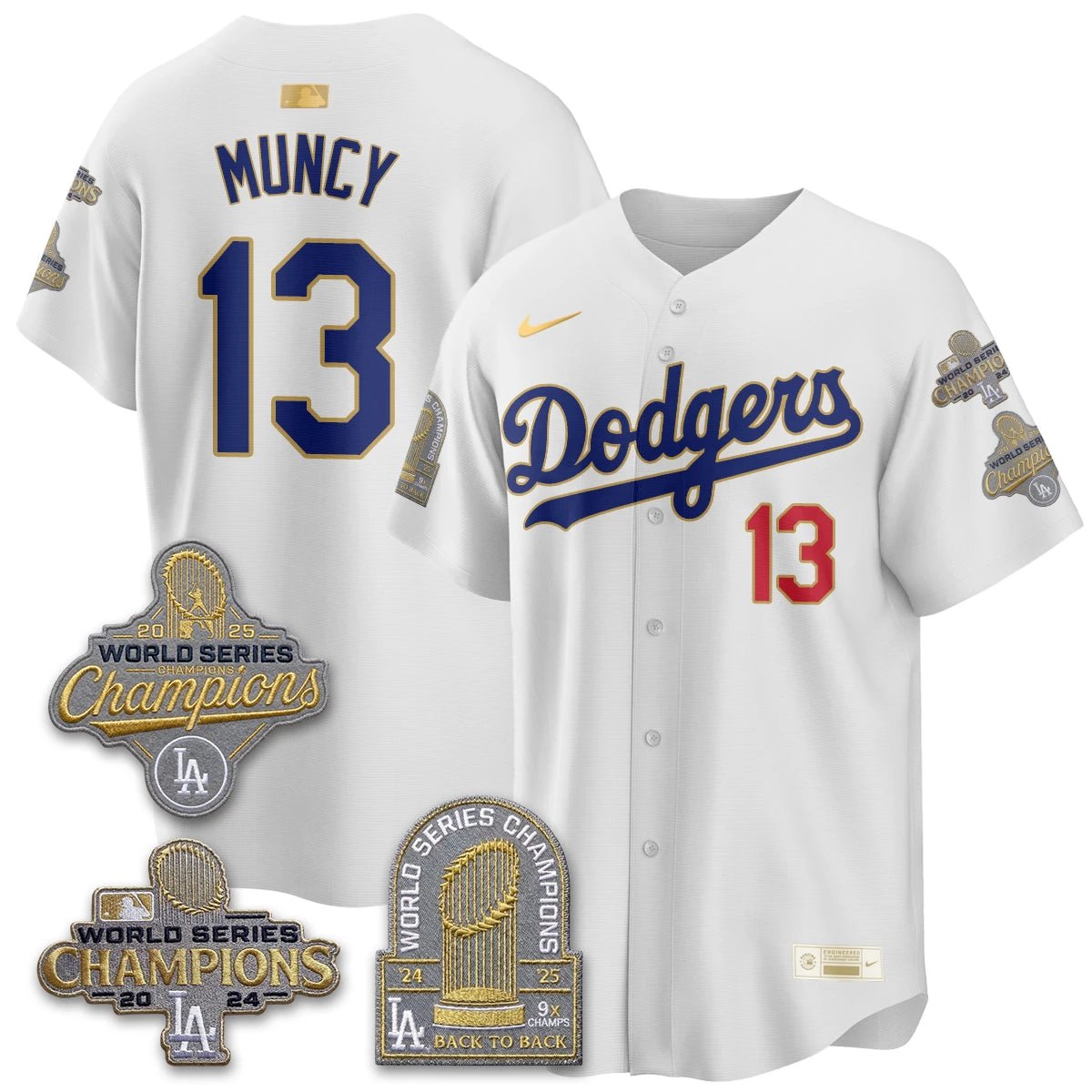 Los Angeles Dodgers Gold Collection Stadium Vapor Limited Jersey - Back to Back 9x Champs - All Stitched by Los Angeles Dodgers