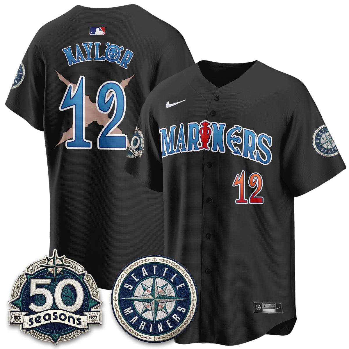 Seattle Mariners x Japanese Cartoon Vapor Limited Jersey - Stitched by Seattle Mariners