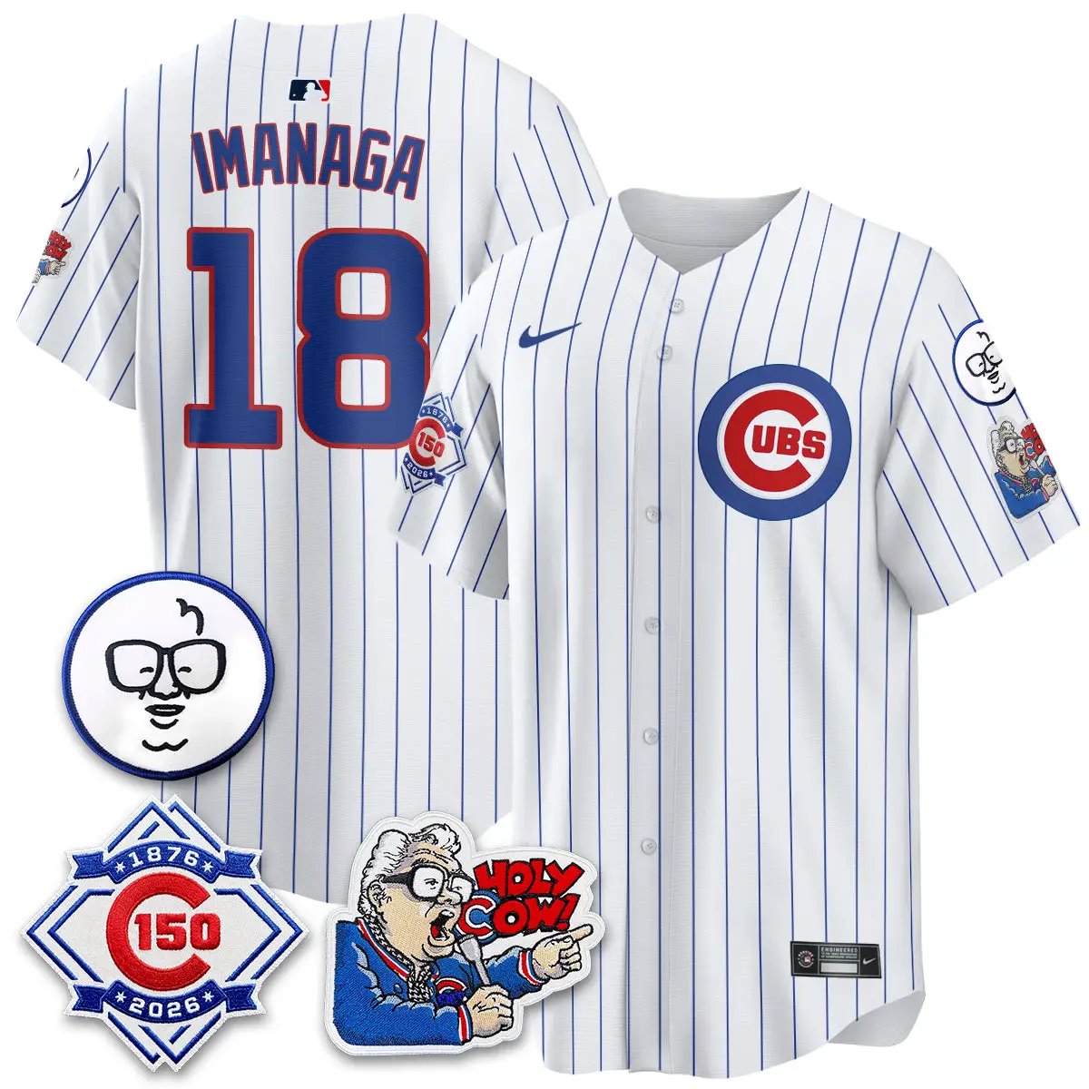 Chicago Cubs 150th Anniversary Harry Caray Holy Cow Vapor Premier Limited Jersey - All Stitched V2 by Chicago Cubs