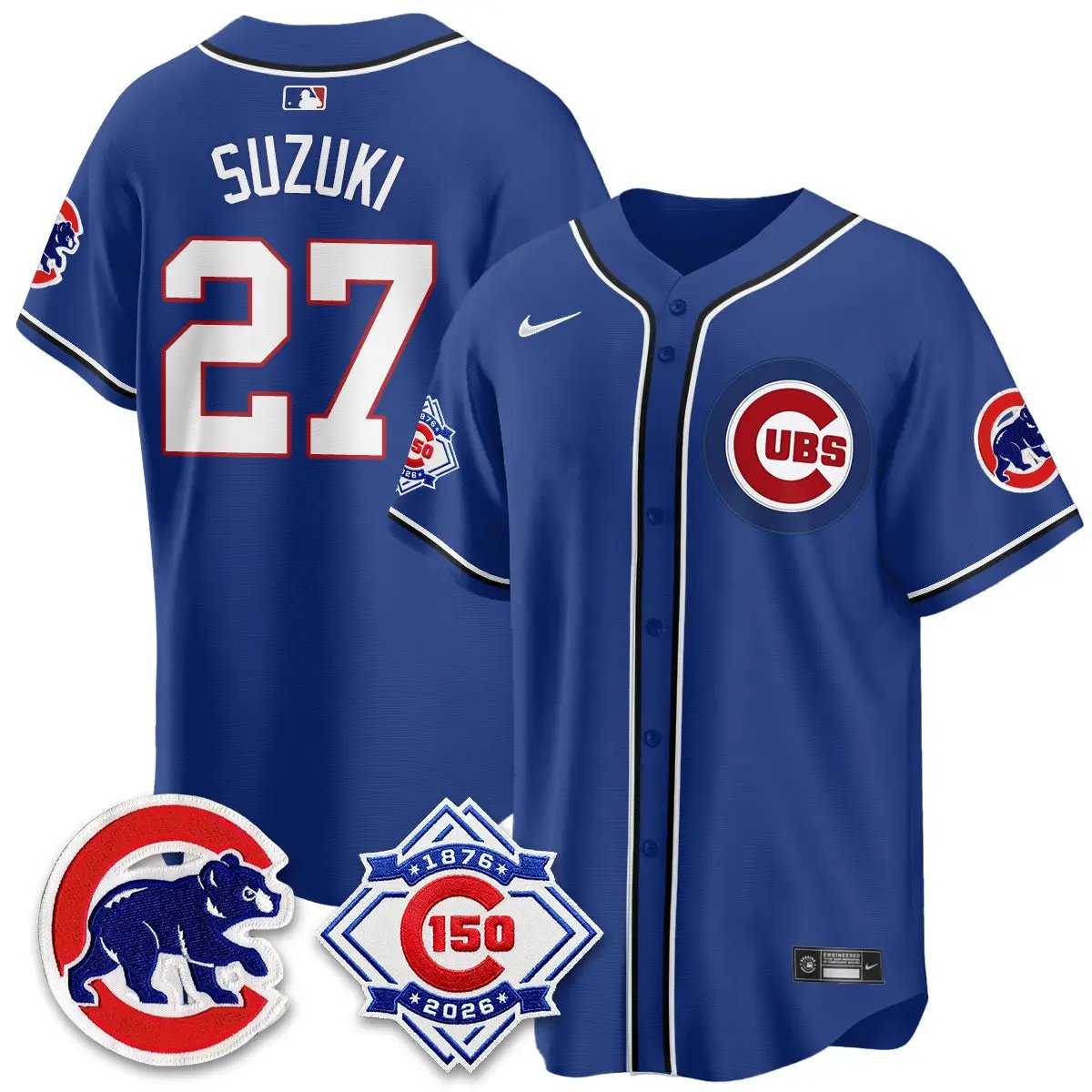 Chicago Cubs 150th Anniversary Black Out Style Vapor Premier Limited Jersey - All Stitched by Chicago Cubs