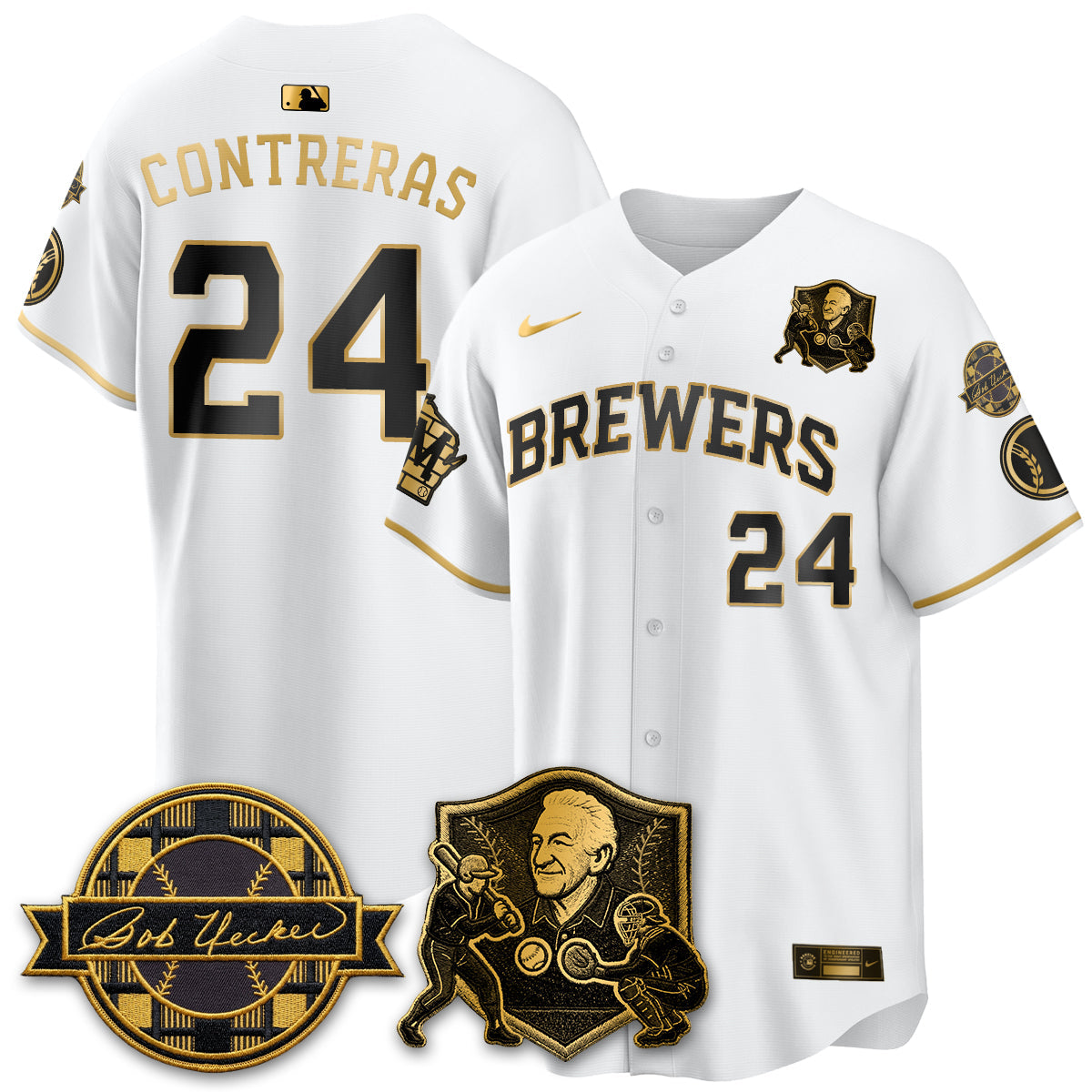 MIL Bob Uecker - 54 Seasons for Brewers' Vapor Limited Gold Jersey - All Stitched by Milwaukee Brewers