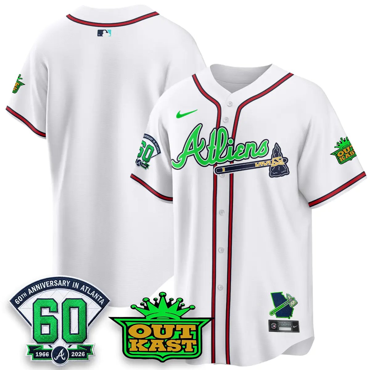 ATL x Atliens Cool Base Galaxy Version Jersey - Stitched (2) by Atlanta Braves