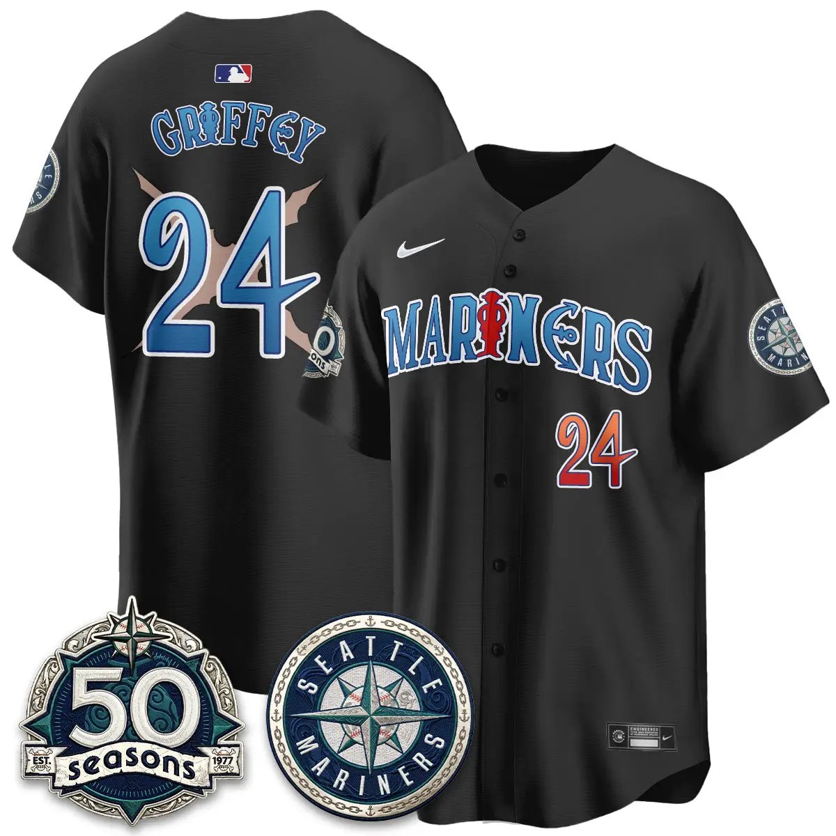 Seattle Mariners x Japanese Cartoon Vapor Limited Jersey - Stitched by Seattle Mariners