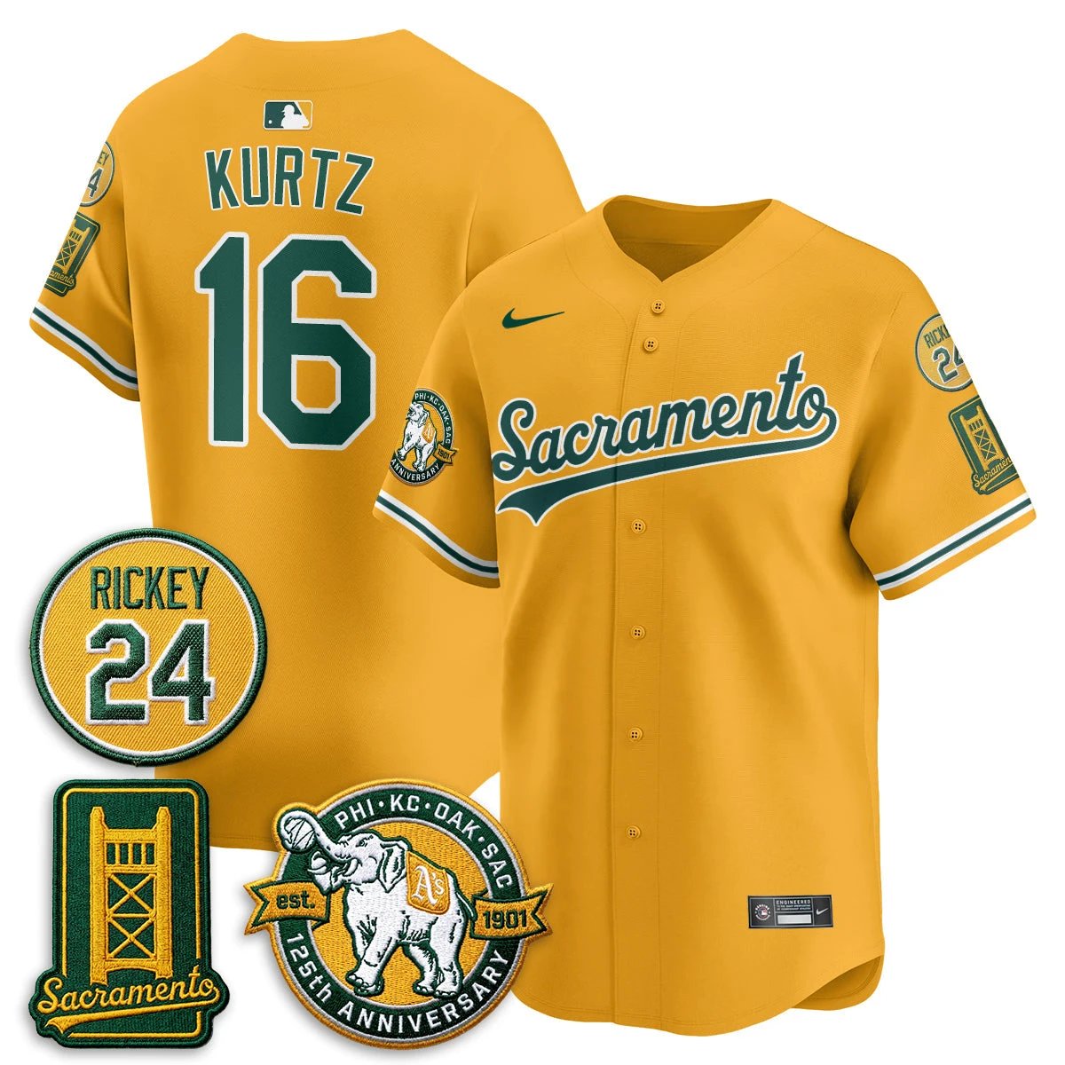 Oakland Athletics 2026 Alternate Sacramento - Celebrating 125 Years - Limited Vapor Jersey - All Stitched by Oakland Athletics