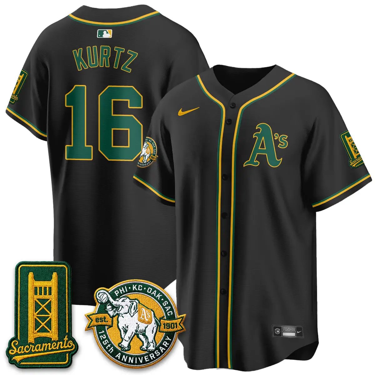 Oakland Athletics 2026 Black Out Style - Celebrating 125 Years - Limited Vapor Jersey - All Stitched by Oakland Athletics