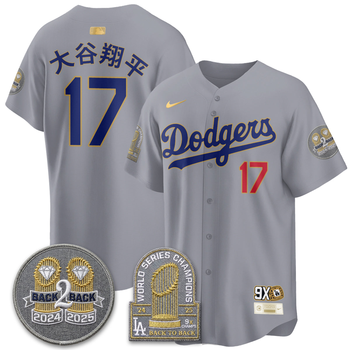 LAD Vapor Limited Jersey - Back to Back Champion - All Stitched by Los Angeles Dodgers