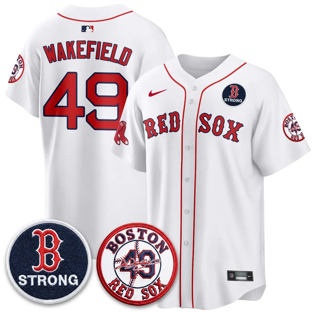 BOS Tim Wakefield Memorial Patch Vaper Premier Limited Jersey - All Stitched V2 by Boston Red Sox