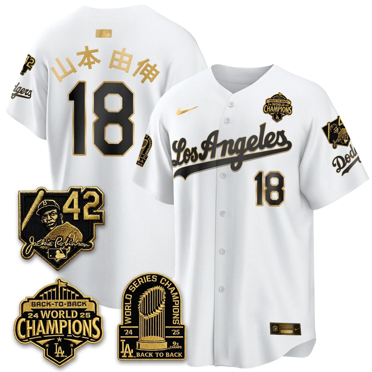 Los Angeles Dodgers 2026 New Era Gold Collection Vapor Limited Jersey - B2B Champs - All Stitched by Los Angeles Dodgers
