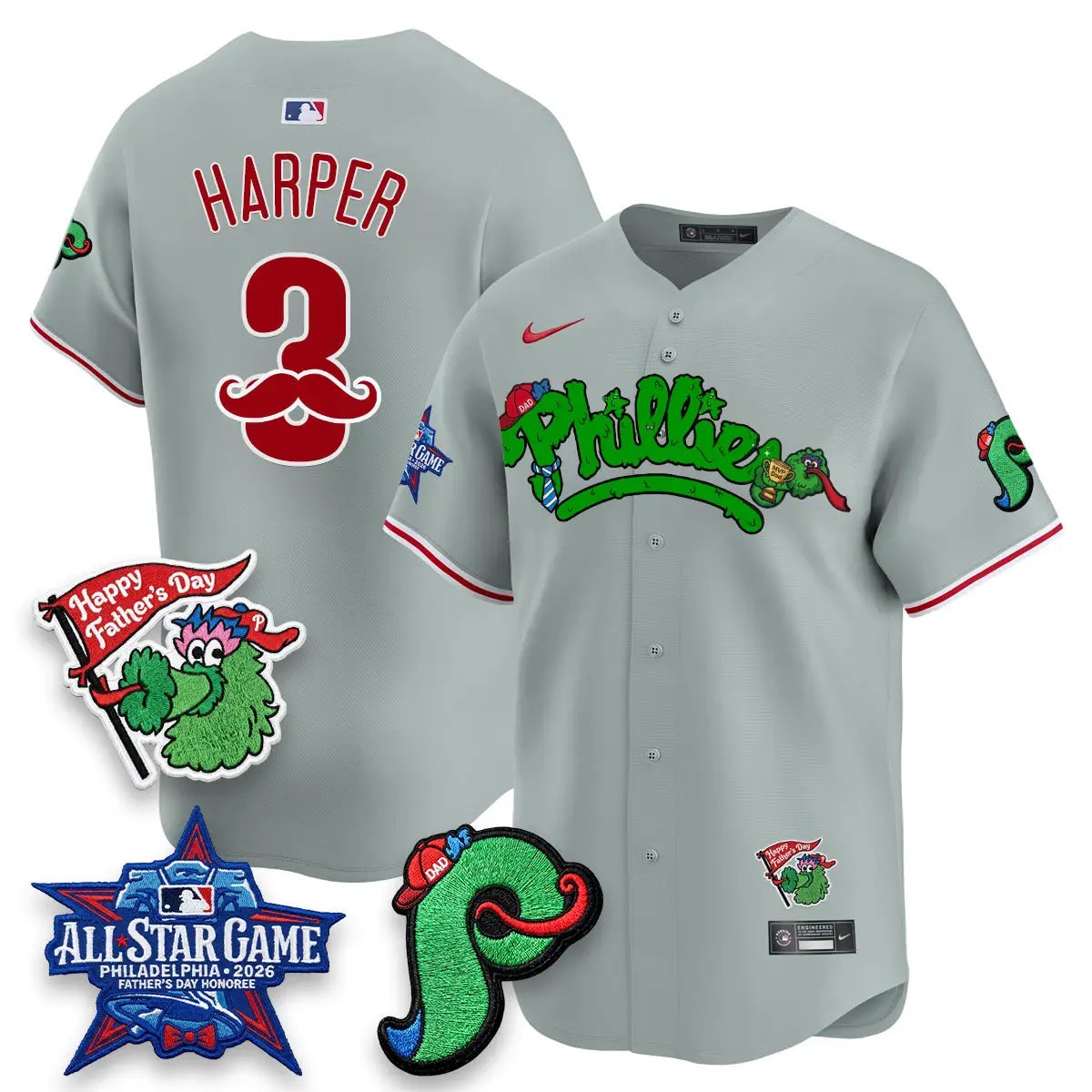 PHI Happy Father's Day Vapor Jersey - Stitched by Philadelphia Phillies