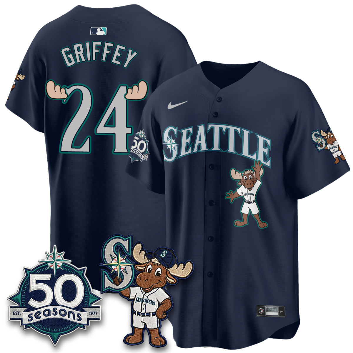 SEA Mascot Jersey - All Stitched by Seattle Mariners