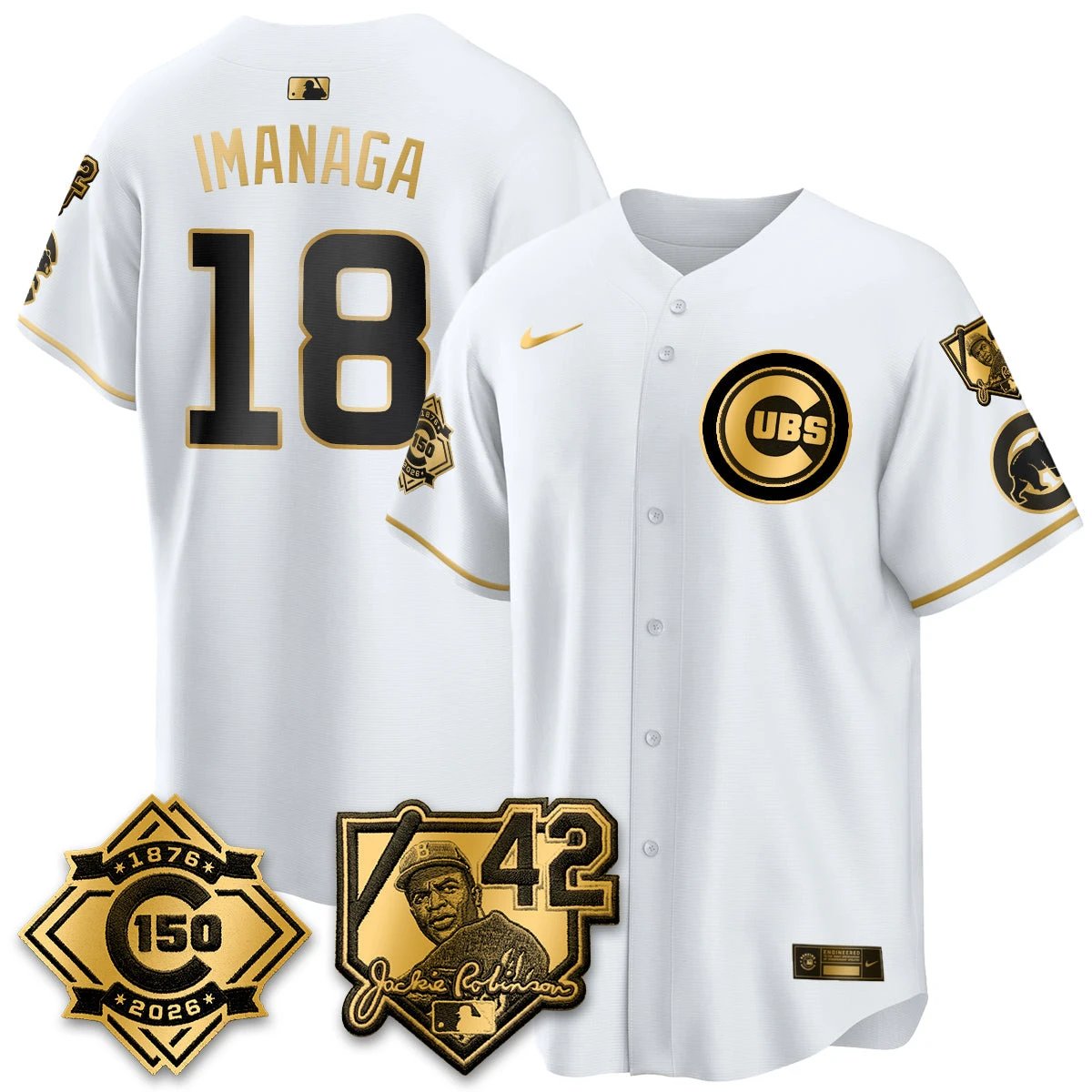 Chicago Cubs 150th Anniversary & Jackie Robinson Day Patch Vapor Premier Limited Jersey - All Stitched by Chicago Cubs