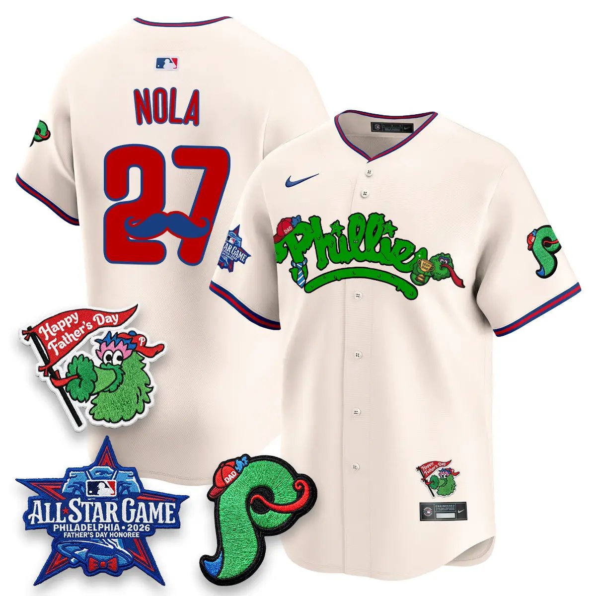 PHI Happy Father's Day Vapor Jersey - Stitched by Philadelphia Phillies