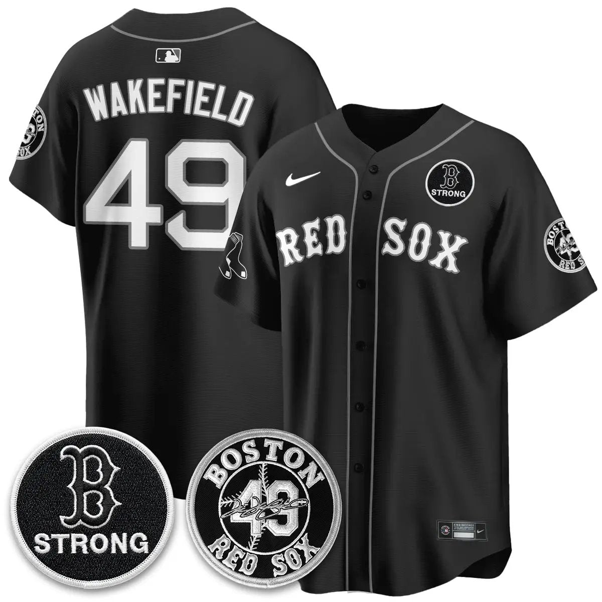 BOS Tim Wakefield Memorial Patch Vaper Premier Limited Jersey - All Stitched V2 by Boston Red Sox
