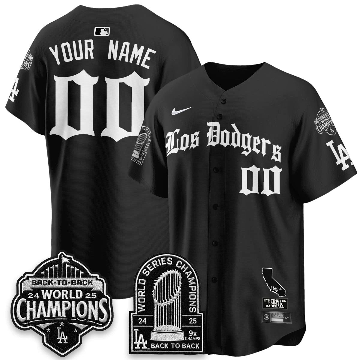 Los Angeles Dodgers World Series Champions Vapor Premier Limited Gothic Edition Custom Jersey - All Stitched by Los Angeles Dodgers