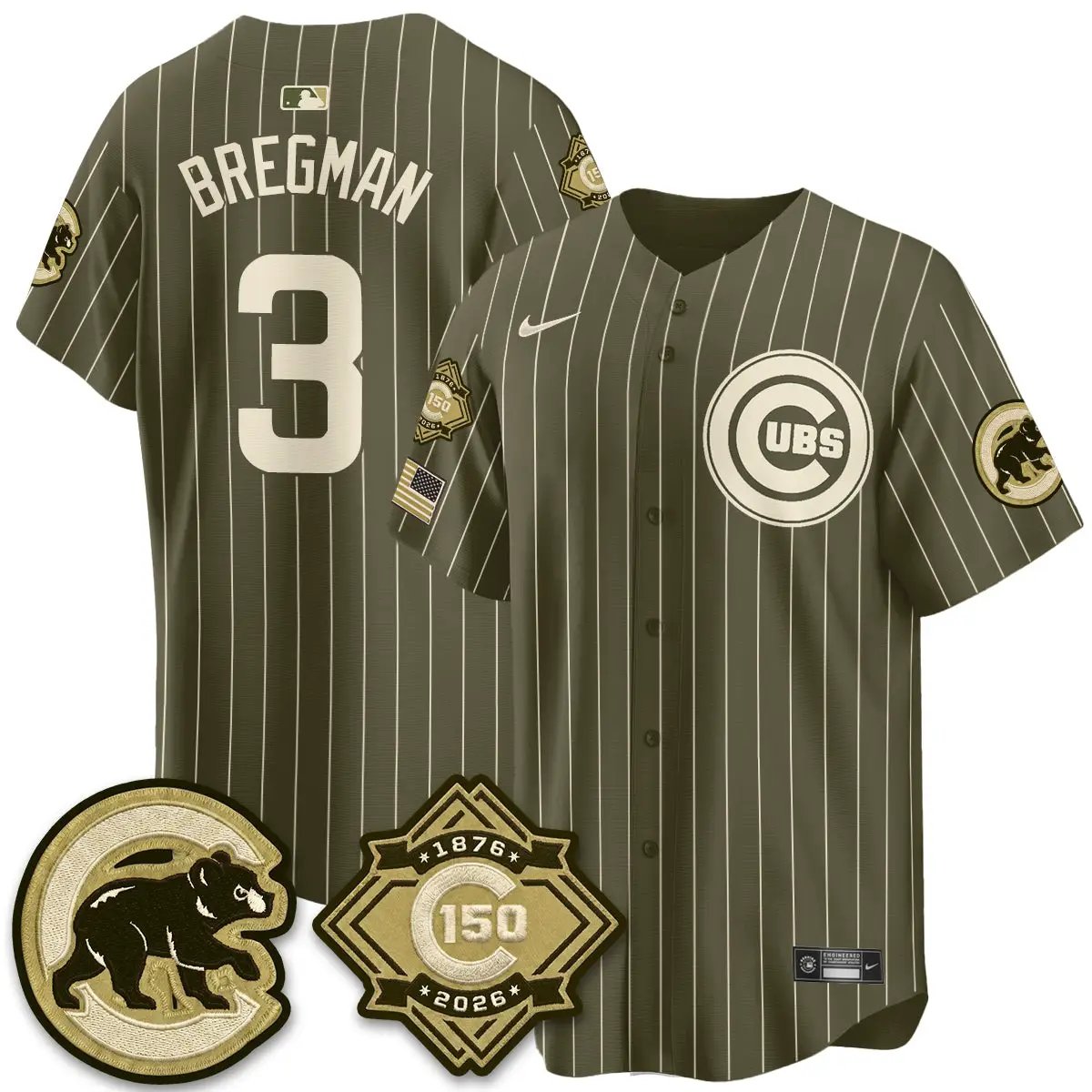 Chicago Cubs New Era Olive 2026 Armed Forces Day Jersey -All Stitched by Chicago Cubs
