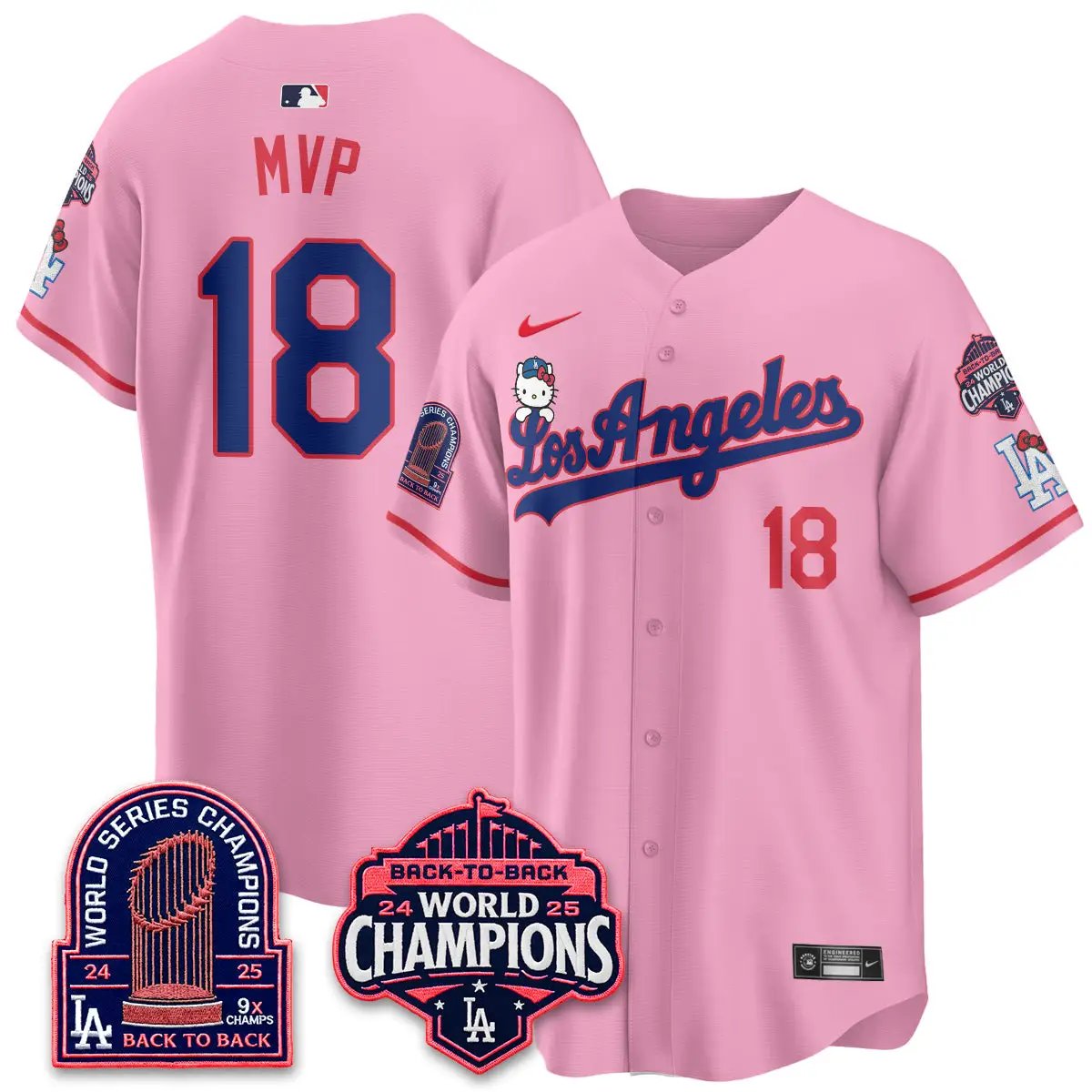 LAD x Hello Kitty Night 2026 Vapor Jersey - All Stitched - V2 by Los Angeles Dodgers