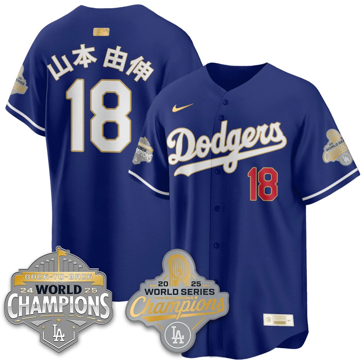 LAD Gold Collection Stadium Vapor Limited Jersey - B2B Champs - All Stitched by Dodgers
