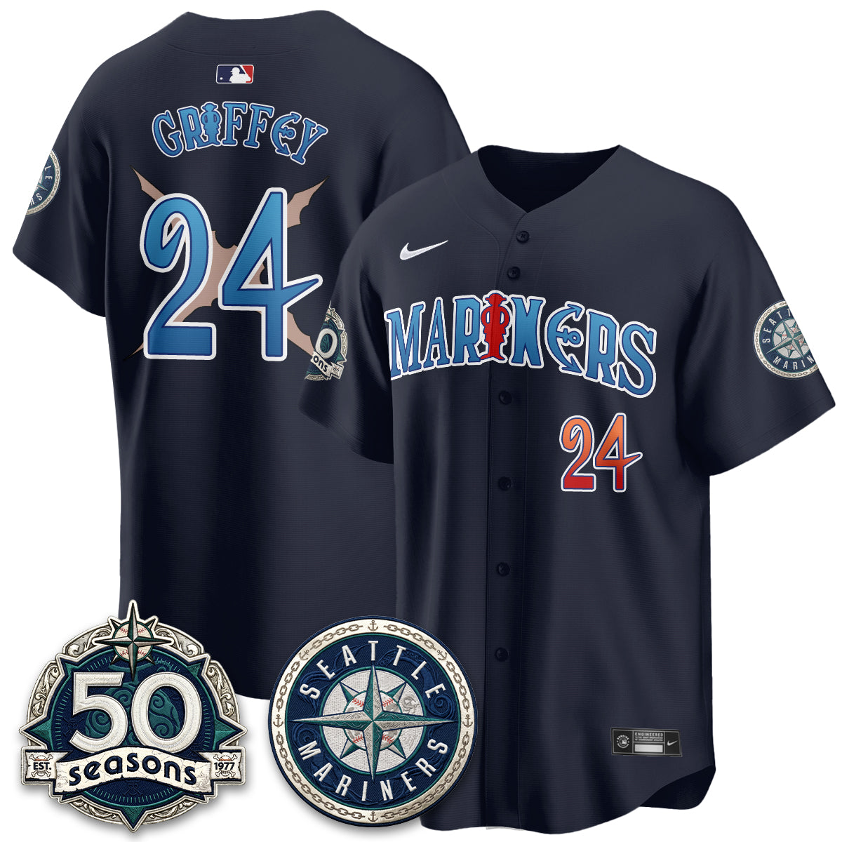 Seattle Mariners x Japanese Cartoon Vapor Limited Jersey - Stitched by Seattle Mariners