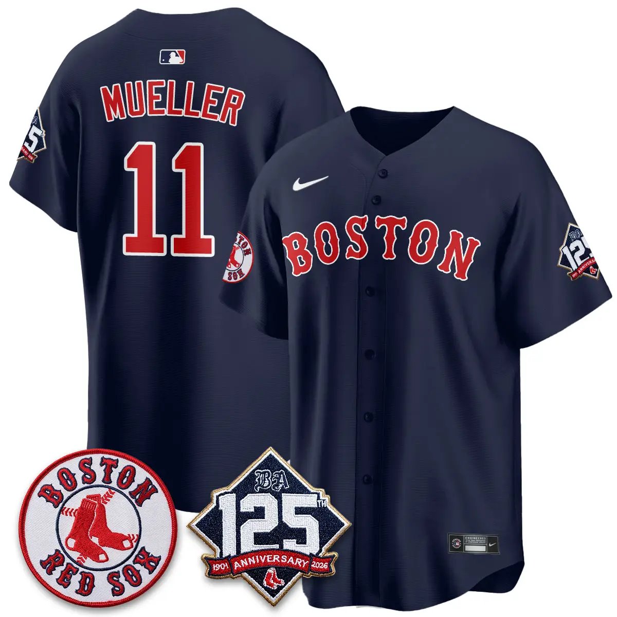 Boston Red Sox 125th Anniversary Patch Vapor Jersey - Stitched by Boston Red Sox