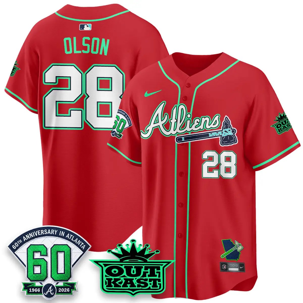 ATL x Atliens Cool Base Galaxy Version Jersey - Stitched (2) by Atlanta Braves