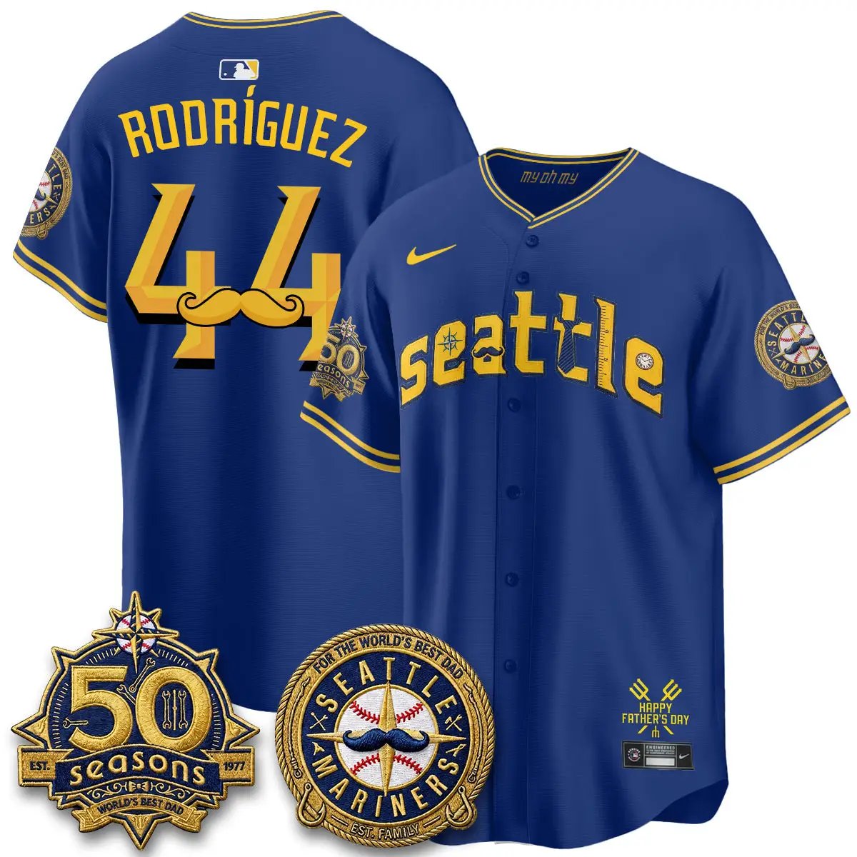 Seattle Mariners Happy Father's Day Vapor Jersey - Stitched by Seattle Mariners